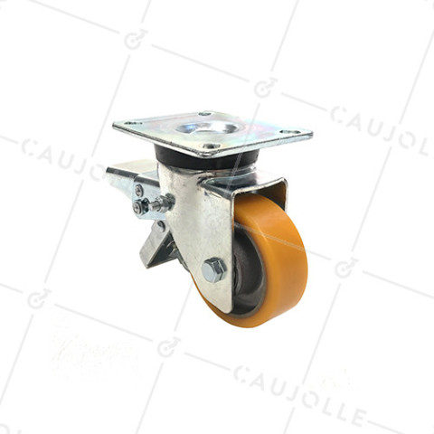 RUEDA GIRATORIA DE POLIURETANO CON FRENO Y UN DIÁMETRO DE 80 MM CARGA 180 KG - S76AR 80AF • Caujolle