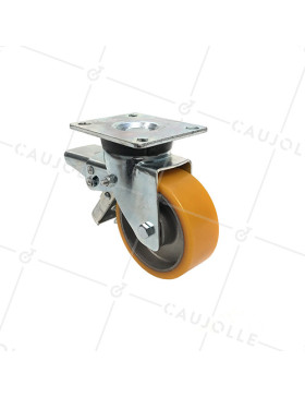 RUEDA GIRATORIA DE POLIURETANO Y LLANTA DE ALUMINIO CON UN DIÁMETRO DE 100 MM CARGA 200 KG - S74AR 100AF • Caujolle