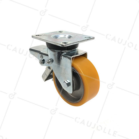 RUEDA GIRATORIA DE POLIURETANO Y LLANTA DE ALUMINIO CON UN DIÁMETRO DE 100 MM CARGA 200 KG - S74AR 100AF • Caujolle