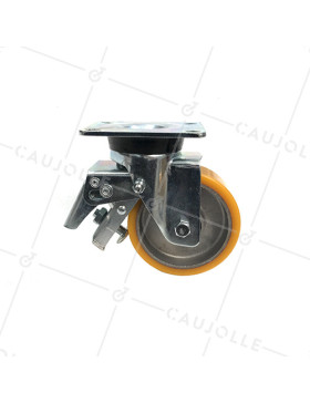 RUEDA GIRATORIA DE POLIURETANO Y LLANTA DE ALUMINIO CON UN DIÁMETRO DE 100 MM CARGA 200 KG - S74AR 100AF
