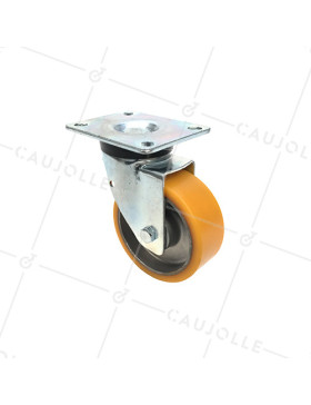 RUEDA GIRATORIA DE POLIURETANO Y LLANTA DE ALUMINIO CON UN DIÁMETRO DE 100 MM CARGA 200 KG - S74AR 100 • Caujolle