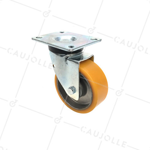 RUEDA GIRATORIA DE POLIURETANO Y LLANTA DE ALUMINIO CON UN DIÁMETRO DE 100 MM CARGA 200 KG - S74AR 100 • Caujolle
