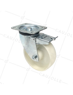 RUEDA DE MANUTENCIÓN CON FRENO DE POLIPROPILENO CON UN DIÁMETRO DE 160 MM CARGA 200 KG - S74P 160AF • Caujolle