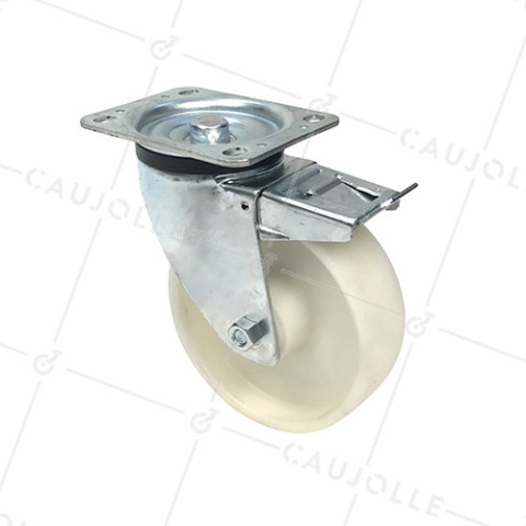 RUEDA DE MANUTENCIÓN CON FRENO DE POLIPROPILENO CON UN DIÁMETRO DE 160 MM CARGA 200 KG - S74P 160AF • Caujolle