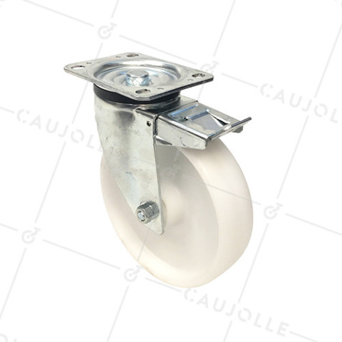 RUEDA DE MANUTENCIÓN CON FRENO DE POLIPROPILENO CON UN DIÁMETRO DE 200 MM CARGA 200 KG - S74P 200AF • Caujolle