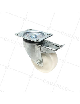 RUEDA DE MANTENIMIENTO GIRATORIA DE NYLON CON FRENO Y UN DIÁMETRO DE 125 MM CARGA 300 KG - S76N 125AF • Caujolle