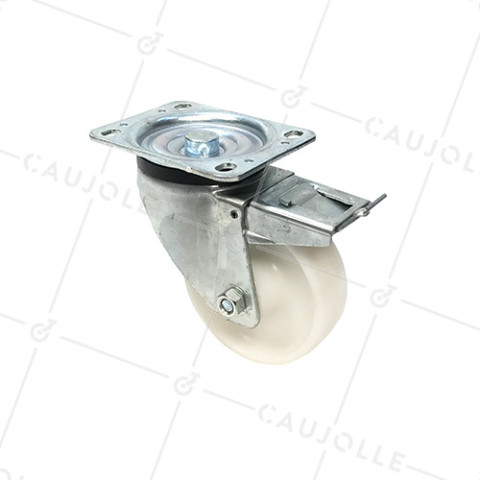 RUEDA DE MANTENIMIENTO GIRATORIA DE NYLON CON FRENO Y UN DIÁMETRO DE 125 MM CARGA 300 KG - S76N 125AF • Caujolle