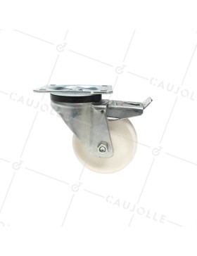 ROULETTE DE MANUTENTION PIVOTANTE EN NYLON DIAMÈTRE 125 MM CHARGE 300KG - S76N 125