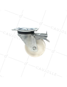 ROULETTE DE MANUTENTION PIVOTANTE EN NYLON DIAMÈTRE 125 MM CHARGE 300KG - S76N 125