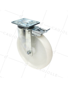 RUEDA DE MANTENIMIENTO GIRATORIA CON FRENO DE NYLON CON UN DIÁMETRO DE 250 MM CARGA 500 KG - S76N 250AF • Caujolle