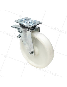 RUEDA DE MANUTENCIÓN GIRATORIA REFORZADA CON FRENO DE NYLON CON UN DIÁMETRO DE 250 MM CARGA 1000 KG - S78N 250AF • Caujolle