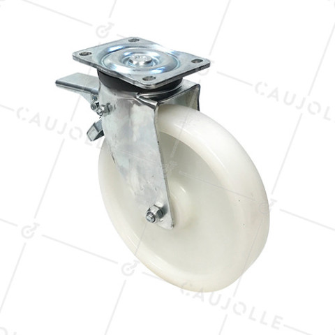 RUEDA DE MANUTENCIÓN GIRATORIA REFORZADA CON FRENO DE NYLON CON UN DIÁMETRO DE 250 MM CARGA 1000 KG - S78N 250AF • Caujolle