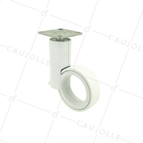 RUEDA FUTURISTA BLANCA CON PLACA CON UN DIÁMETRO DE 65 MM CARGA 30 KG - GRAVITY65PW • Caujolle