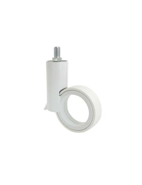 RUEDA FUTURISTA BLANCA CON VARILLA ROSCADA DE 10 MM DIÁMETRO DE 65 MM CAPACIDAD DE CARGA DE 50 KG - GRAVITY65TFW10