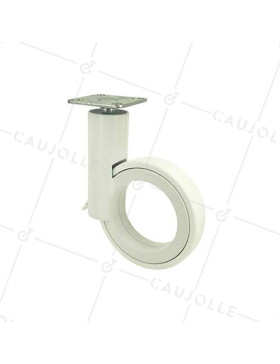RUEDA FUTURISTA BLANCA CON PLACA CON UN DIÁMETRO DE 90 MM CARGA 35 KG - GRAVITY90PW • Caujolle