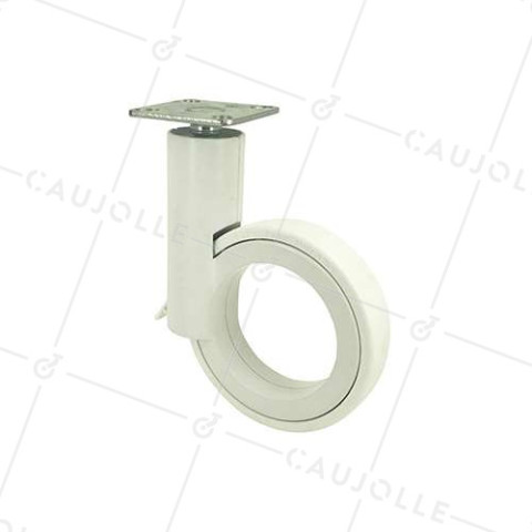 RUEDA FUTURISTA BLANCA CON PLACA CON UN DIÁMETRO DE 90 MM CARGA 35 KG - GRAVITY90PW • Caujolle
