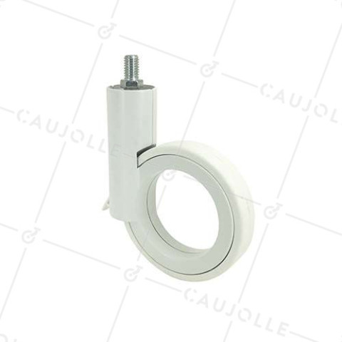 RUEDA FUTURISTA BLANCA CON VARILLA ROSCADA DE 10 MM CON UN DIÁMETRO DE 90 MM CARGA 35 KG - GRAVITY90TFW10 • Caujolle