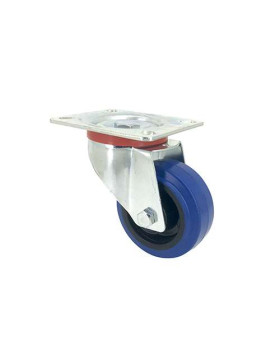 Roulette manutention 100mm caoutchouc bleu S2NS100Bleue