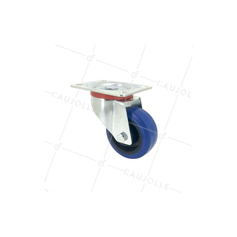Roulette manutention 100mm caoutchouc bleu S2NS100Bleue