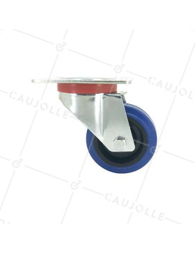 Roulette manutention 100mm caoutchouc bleu S2NS100Bleue