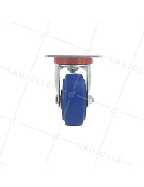 Roulette manutention 100mm caoutchouc bleu S2NS100Bleue