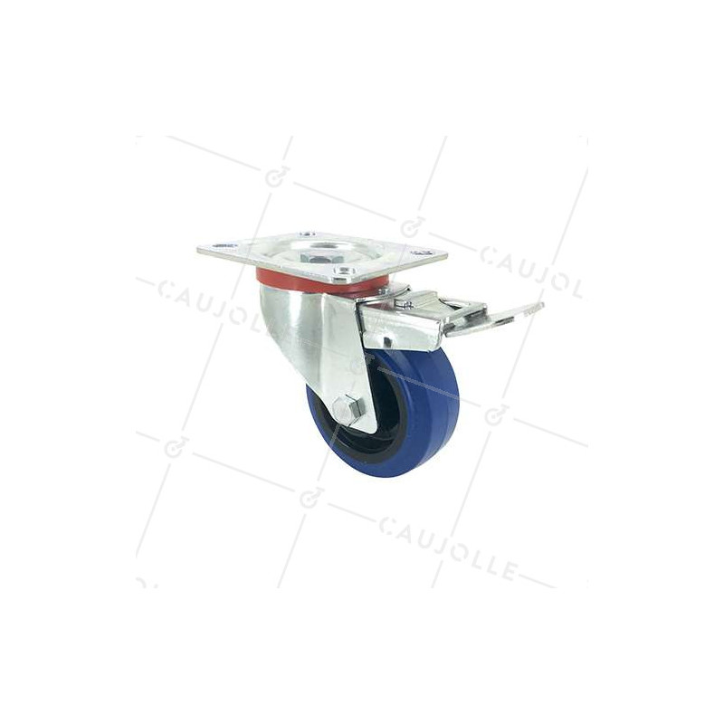 Roulette manutention 100mm caoutchouc bleu S2NS100Bleue