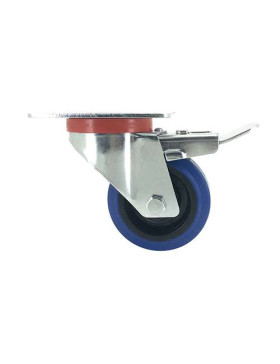 Roulette manutention 100mm caoutchouc bleu S2NS100Bleue