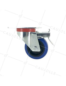 Roulette manutention 100mm caoutchouc bleu S2NS100Bleue