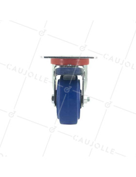 Roulette manutention 100mm caoutchouc bleu S2NS100Bleue