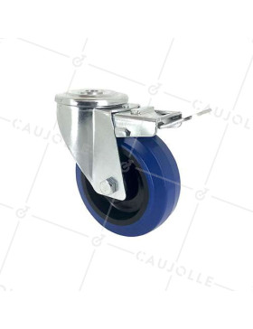 RUEDA CON ARO Y FRENO DE CAUCHO SUPERELÁSTICO Y UN DIÁMETRO DE 100 MM CARGA 120 KG - S06NS100AF • Caujolle