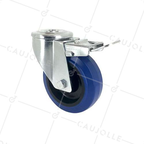 RUEDA CON ARO Y FRENO DE CAUCHO SUPERELÁSTICO Y UN DIÁMETRO DE 100 MM CARGA 120 KG - S06NS100AF • Caujolle