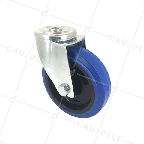 RUEDA CON ARO DE CAUCHO SUPERELÁSTICO Y UN DIÁMETRO DE 125 MM CARGA 130 KG - S06NS125 • Caujolle