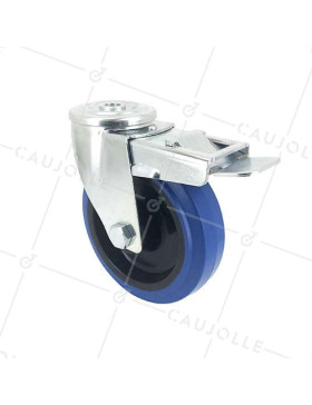 RUEDA CON ARO DE FRENO DE CAUCHO SUPERELÁSTICO Y UN DIÁMETRO DE 125 MM CARGA 130 KG - S06NS125AF • Caujolle