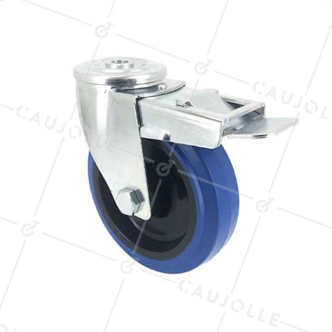 RUEDA CON ARO DE FRENO DE CAUCHO SUPERELÁSTICO Y UN DIÁMETRO DE 125 MM CARGA 130 KG - S06NS125AF • Caujolle