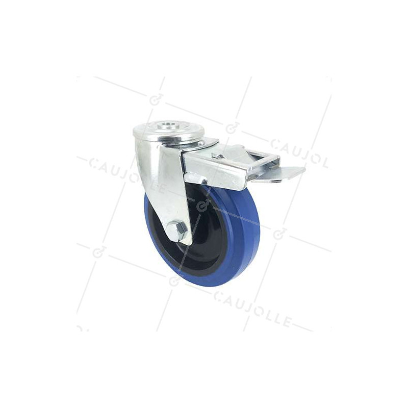 RUEDA CON ARO DE FRENO DE CAUCHO SUPERELÁSTICO Y UN DIÁMETRO DE 125 MM CARGA 130 KG - S06NS125AF