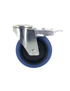 RUEDA CON ARO DE FRENO DE CAUCHO SUPERELÁSTICO Y UN DIÁMETRO DE 125 MM CARGA 130 KG - S06NS125AF