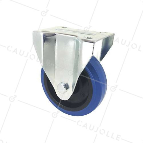 RUEDA INDUSTRIAL FIJA ELÁSTICA QUE NO MANCHA PARA MALETAS CON UN DIÁMETRO DE 125 MM CARGA 120 KG - S7NS100BLEUE • Caujolle