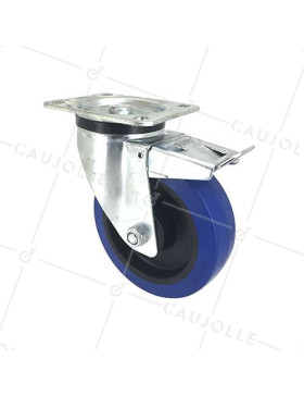 RUEDA INDUSTRIAL CON FRENO DE CAUCHO SUPERELÁSTICA, NO MANCHA, CON 160 MM DE DIÁMETRO, CARGA 200 KG - S74NS160AF • Caujolle
