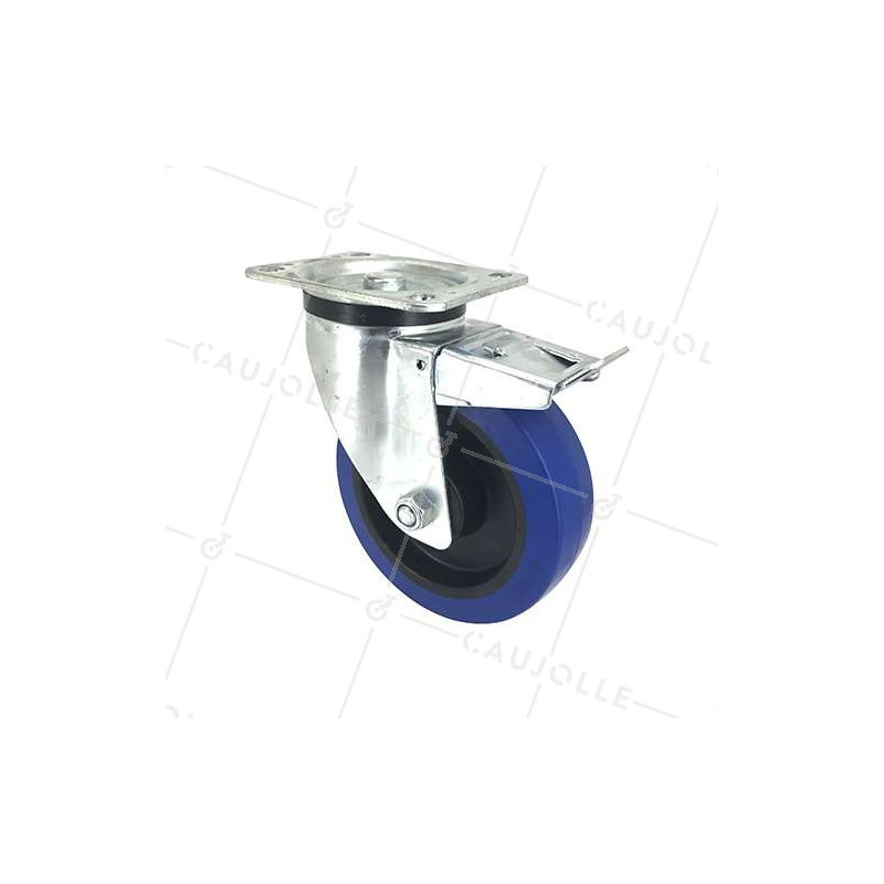 RUEDA INDUSTRIAL CON FRENO DE CAUCHO SUPERELÁSTICA, NO MANCHA, CON 160 MM DE DIÁMETRO, CARGA 200 KG - S74NS160AF