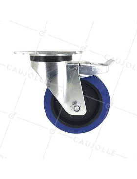 RUEDA INDUSTRIAL CON FRENO DE CAUCHO SUPERELÁSTICA, NO MANCHA, CON 160 MM DE DIÁMETRO, CARGA 200 KG - S74NS160AF