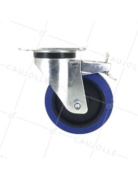 RUEDA INDUSTRIAL CON FRENO DE CAUCHO SUPERELÁSTICA, NO MANCHA, CON 160 MM DE DIÁMETRO, CARGA 200 KG - S74NS160AF
