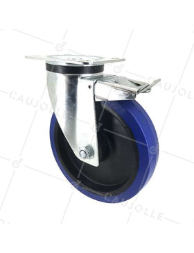 RUEDA INDUSTRIAL CON FRENO DE CAUCHO SUPERELÁSTICA, NO MANCHA, CON 200 MM DE DIÁMETRO, CARGA 250 KG - S74NS200AF • Caujolle