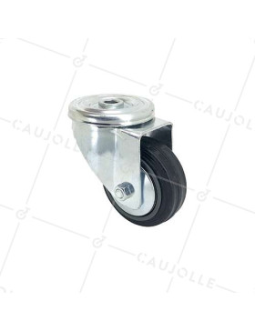 RUEDA CLÁSICA DE MANIPULACIÓN CON AGUJERO PASANTE DE CAUCHO, 80 MM DE DIÁMETRO, 65 KG DE CARGA, ORIFICIO DE 12 MM - S06C80 • Caujolle
