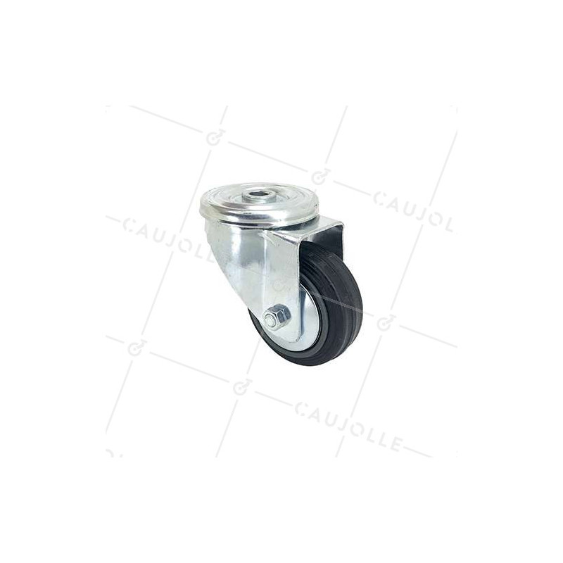 RUEDA CLÁSICA DE MANIPULACIÓN CON AGUJERO PASANTE DE CAUCHO, 80 MM DE DIÁMETRO, 65 KG DE CARGA, ORIFICIO DE 12 MM - S06C80