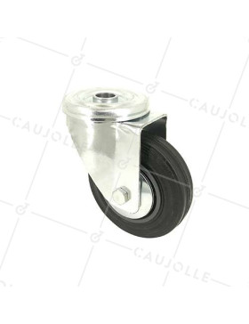 RUEDA CLÁSICA DE MANIPULACIÒN CON AGUJERO PASANTE DE CAUCHO, CON 100 MM DE DIÁMETRO, 100 KG DE CARGA, AGUJERO DE 12 MM - S06C100L • Caujolle