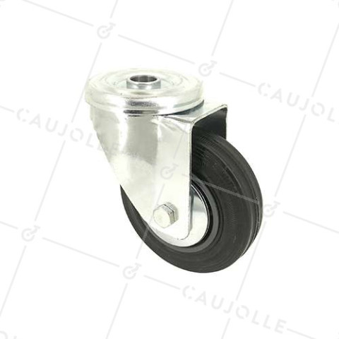 RUEDA CLÁSICA DE MANIPULACIÒN CON AGUJERO PASANTE DE CAUCHO, CON 100 MM DE DIÁMETRO, 100 KG DE CARGA, AGUJERO DE 12 MM - S06C100L • Caujolle