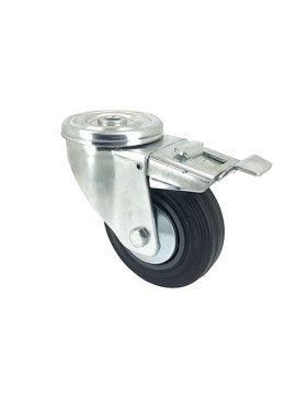 RUEDA CLÁSICA DE MANIPULACIÓN CON AGUJERO PASANTE Y FRENO DE CAUCHO, CON 100 MM DE DIÁMETRO, 100 KG DE CARGA -  S06C100LAF