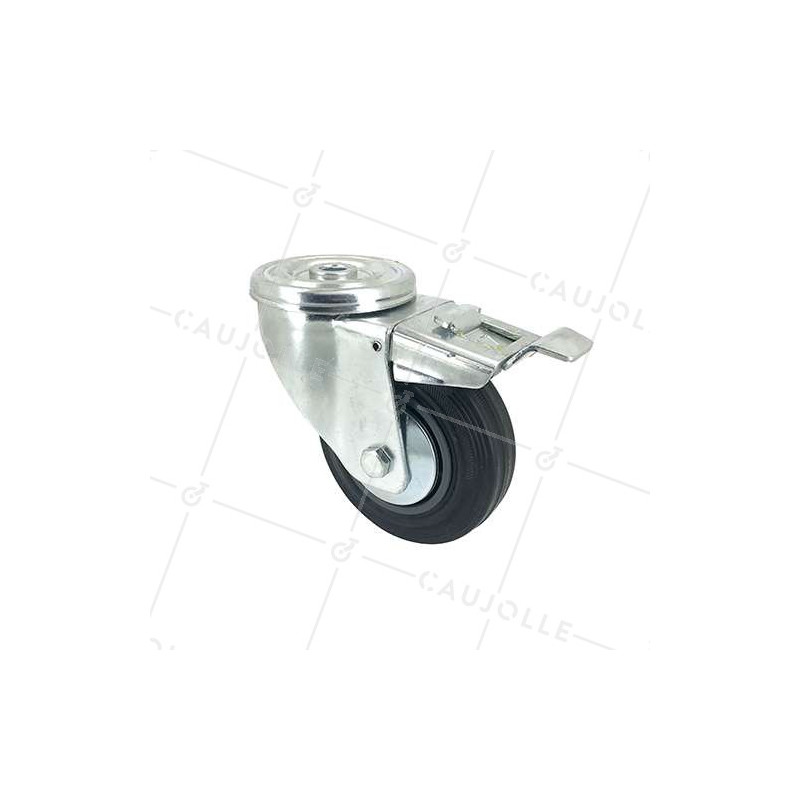RUEDA CLÁSICA DE MANIPULACIÓN CON AGUJERO PASANTE Y FRENO DE CAUCHO, CON 100 MM DE DIÁMETRO, 100 KG DE CARGA -  S06C100LAF