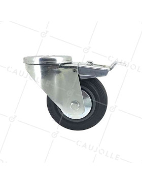 RUEDA CLÁSICA DE MANIPULACIÓN CON AGUJERO PASANTE Y FRENO DE CAUCHO, CON 100 MM DE DIÁMETRO, 100 KG DE CARGA -  S06C100LAF