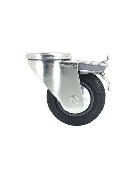RUEDA CLÁSICA DE MANIPULACIÓN CON AGUJERO PASANTE Y FRENO DE CAUCHO, CON 100 MM DE DIÁMETRO, 100 KG DE CARGA -  S06C100LAF